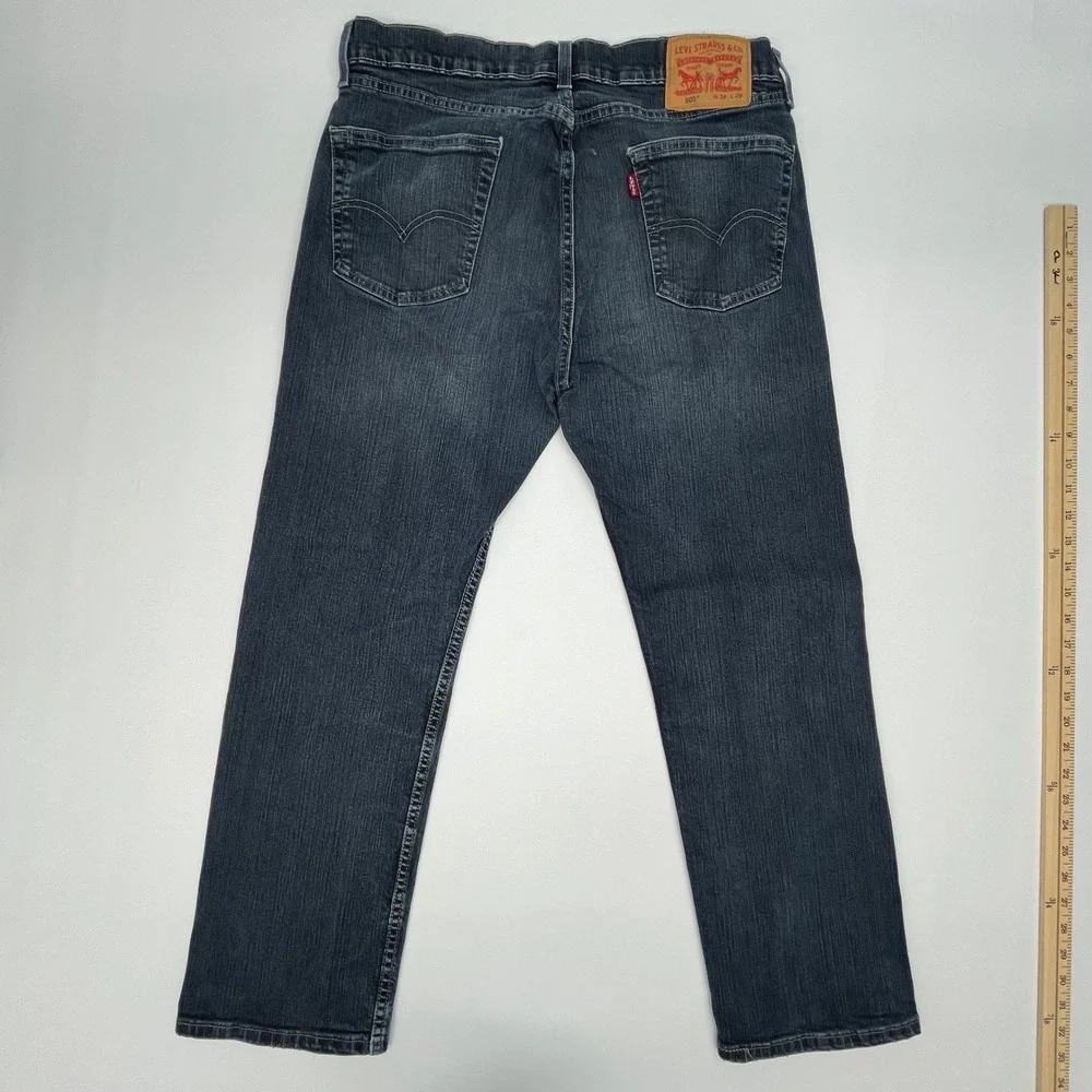 Levi's 505 Regular Fit Jeans Dark Wash Blue Mens 34x29‎ Straight Leg Streetwear